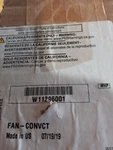 W11582241(W11296001)WHIRLPOOL Range Convection Fan Motor. Fixed Price $29.99.