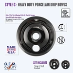 Range Kleen P179802XCD5 Style Black Porcelain Drip Bowl Set, Pack. Fixed Price $17.65.