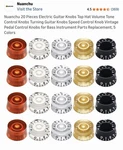 Guitar Speed Control Knobs Volume Tone Top Hat For Lp Sg Es 20PCS. Fixed Price $10.99.