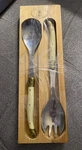 Laguiole Jean Dubost Salad Server Set Of 2PC Abs Ivory Handles France. Fixed Price $39.99.