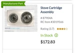 Jenn Air Range/stove/oven Cartridge Assembly 87904A. Fixed Price $175.00.