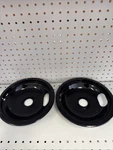 2- Porcelain Coated Range Pans Black 8 Whirlpool. Fixed Price $8.79.
