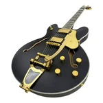 Haze Hes Vibrato Semi-hollow Arch Top Electric Guitar Black & Gold (SEG1975BK). Fixed Price $273.68.