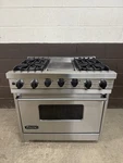 Viking VDSC365-4GSS 36" Professional Dual Fuel Range Oven Burner + Griddle. Fixed Price $3500.00.