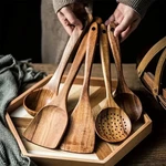 Wooden Kitchen Utensil Set - Natural Cooking Tools For Stirring & Serving. Fixed Price $18.95.