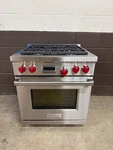 Wolf DF304 - 30" Professional Dual Fuel Range Burners Stainless Steel Knobs (4. Fixed Price $4999.99.