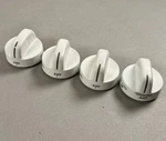 Four (4) Whirlpool Stove Oven Range White Knobs Complete Set KIP6U58. Fixed Price $14.55.