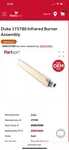 Duke 175780SED, Kit, Spare Part Ir Burner. Fixed Price $450.00.