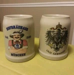 Set 2 Beer Steins Mugs Old Germany & Hofbrauhaus Munchen 5" Euc. Fixed Price $25.00.