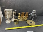 Wendell August Waste Basket W/ Woodbury Pewter 1989 Artmark Cast Iron Bear. Fixed Price $150.00.