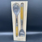 Vtg Laguiole Jean Dubost Salad Server Set Spoon Fork 2PC Yellow Handles Bee Rare. Fixed Price $44.95.