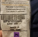 WPW10333445 ; Genuine Oem Whilrpool Surface Burner Base ---------(B26). Fixed Price $50.00.