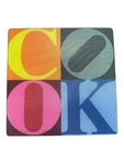 Joseph Colorful Typography Glass Cutting Board Trivet X12. Fixed Price $28.00.