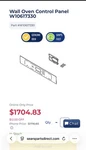 Whirlpool W10617330 Wall Oven Control Panel With Board W10344083 #42519 - P4. Fixed Price $450.00.