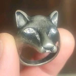 Silver Wolf Ring With Stone Eye Inlays. , Wolves Canine. Fixed Price $60.00.