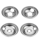 4 Pack Chrome Reflector Bowls Universal Drip Pan Kits Gas Stove Burner Rings .... Fixed Price $26.37.