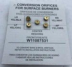 Genuine Oem Whirlpool W11087531 Conversion Orifices Kit Surface Burner Ng To. Fixed Price $43.71.