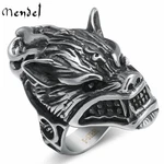 Mendel Mens Stainless Steel Viking Biker Punk Celtic Wolf Head Ring Size 7-15. Fixed Price $14.99.