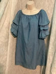 Robert Louis Women Blue Jean Style Top Size Medium Tiered Sleeves. Fixed Price $14.00.