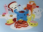 Rare Adorable Joseph Glass Cutting Board Uk 2002 Cartoon Breakfast Foods. Fixed Price $45.00.