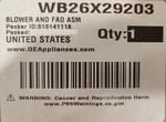WB26X29203 Ge Oem Blower And Fad Asm. Fixed Price $70.00.