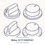 Midea 12171100007461 Knob Assemblywhite. Fixed Price $42.04.
