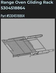 Frigidaire Range Gliding Rack Assembly - Oem 5304518864. Fixed Price $150.00.