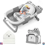 Morefeel Portable Collapsible Baby Bathtub With Thermometer, Towel & Cushion. Fixed Price $95.48.