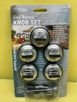 Aqua Plumb Gas Range Knob Set 5 Pc W/ Universal Insert Adapters Black Silver. Fixed Price $12.77.