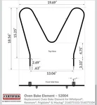 Certified Appliance 52004 Replacement Oven Bake Element For Whirlpool,.... Fixed Price $27.25.