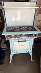 Caloric Antique Freestanding Gas Stove Light Green & Cream 4 Burner Oven. Fixed Price $875.00.