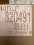 New Wolf 820491 Stainless Steel Knob Kit Srt Rangetop Full 9-PIECE Oem Set. Fixed Price $89.00.