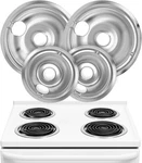 4 Ge Hotpoint Chrome Stove Drip Pans Electric Burner Covers Top Replacement Set. Fixed Price $22.99.
