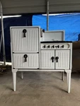 Magic Chef Antique Freestanding 4 Burner 2 Oven Enamel Cast Iron Cooking Stove. Fixed Price $600.00.