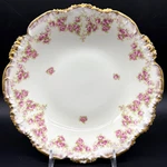 1890S Jpl Jean Pouyat Pink Roses 9.5" Pasta Salad Bowl Limoges France Gold Trim. Fixed Price $24.95.