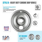 Range Kleen 139402XCD5 Style 2-PACK Heavy Duty Chrome Drip Bowls. Fixed Price $11.95.