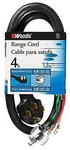 New! Woods Extra Heavy Duty 4' Range Cord, 6/8 Gague, 50AMP, 3-WIRE. Fixed Price $12.99.